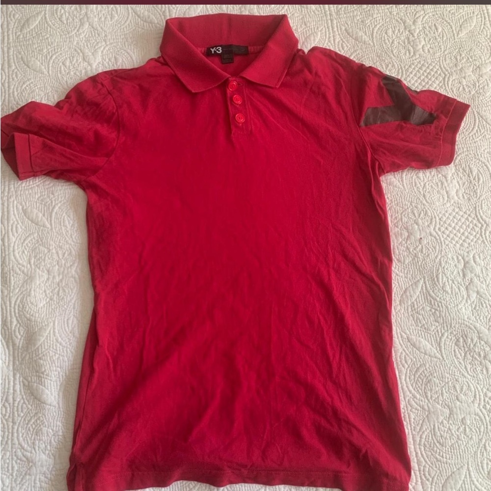 Y-3 Polo with Subtle Sleeve Accent - Red Polo Shirt - Designer - Tennis Polo